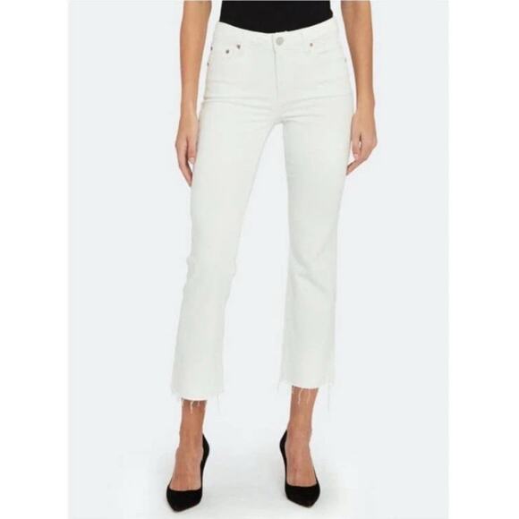 Trace White Collette Kick Flare Raw Hem Jeans Sz 28 - Picture 1 of 8